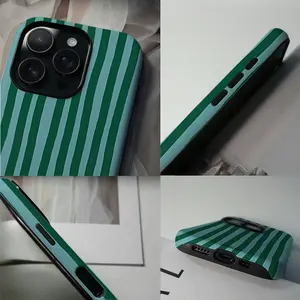 Phone Case - Green Striped All-in-One Protective Phone Case Cover for iPhone 17 16 15 14 13 12 11 X XS XR Pro Max Plus Air Series, ideal birthday or New Year's gift for friends, family and loved ones