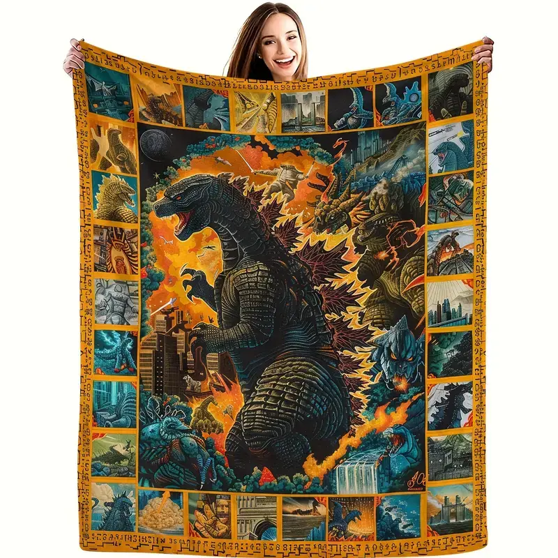 King Size Cozy Monster-Themed Flannel Throw Blanket - Soft, Warm, and Versatile for Couch, Bed, Office, and Travel - Perfect Gift Idea christmas gift