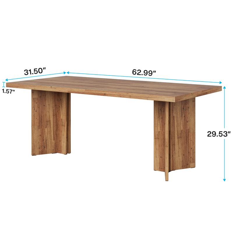 Tribesigns 63-inch Dining Table for 4-6, Farmhouse Kitchen Table with Large Tabletop, Rectangular Dinner Eating Table for Dining Room, Living Room