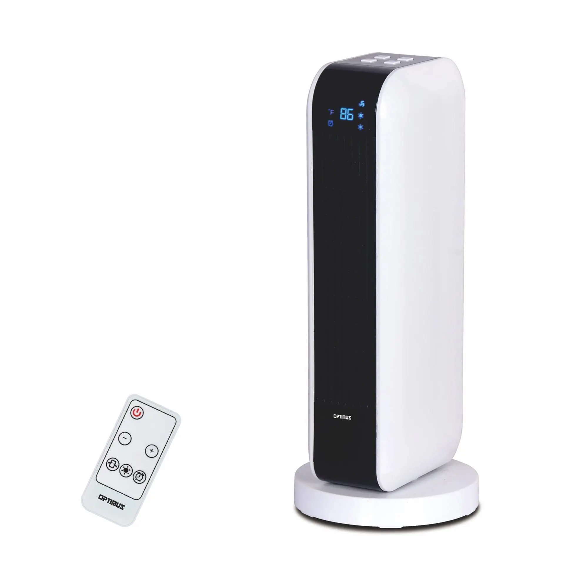 Optimus 17" Oscillating Tower Heater with Remot e Optimus 17" Oscillating Tower Heater with Remot e