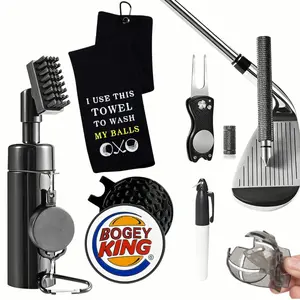 Golf Club Cleaning Kit with Golf Club Cleaner with Water Golf Towel Divot Repair Tool Groove Sharpener Golf Ball Alignment Kit Complete Golf Cleaning Kit Golf Accessories for Women Men, Creative Happy Gilmore Christmas Gift For Golf Lovers