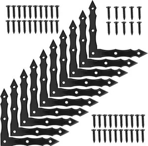 Decorative Corner Brackets, 10pcs Barn Door Sliding Door L-Shape Corner Brace Bracket, Rustic Black Flat L Brackets, Joint Right Angle Bracket for Wood Garage Door Gates Shutters (100x100x15mm)