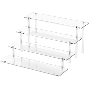 4 Tier Acrylic Display Risers | Perfume Organizer + Cupcake Dessert Stand | Figure Collection Shelf for Party Decoration & Organizer Plastic Racks