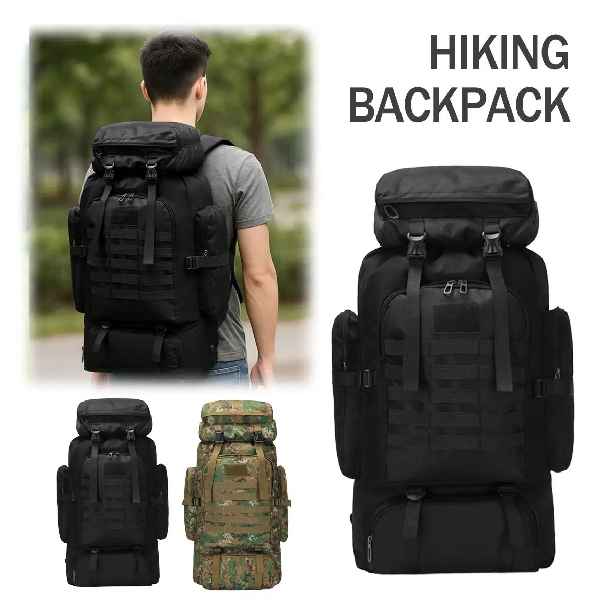 80L Hiking Backpack for Men, Waterproof Lightweight Camping Backpack,  Military Rucksack with Molle, 3-Day Assault Pack for Travel, Climbing,  Outdoor Sports - TikTok Shop