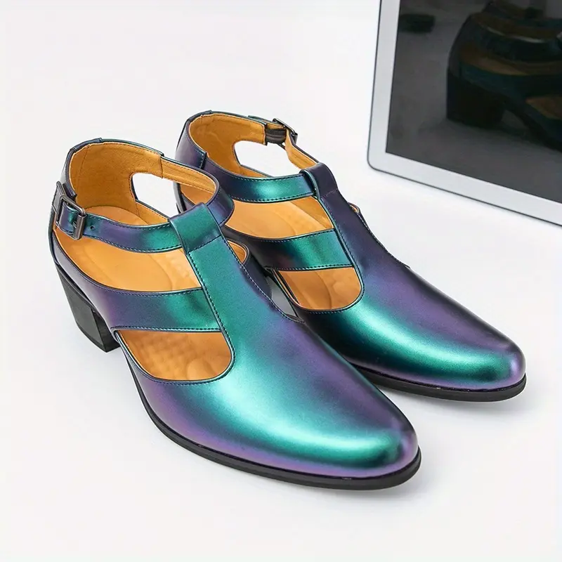 (New)Men'S High-heeled Shoes With Thick Soles, British Style,  Fashion, High Heels, Runway Shoes, Barber'S Best High-end Club Street Fashion Shoes.