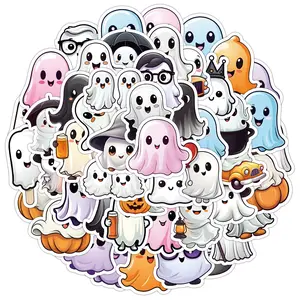 50pcs Cute Halloween Ghost Stickers, Perfect for Scrapbooking Journals Laptops Water Bottles Cars, Positive Message Gift Design, Car Truck Decal, Decals Stickers