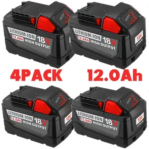 【NEW】M18 1&2&4&6&8Pack 12.0Ah 18V Replacement Battery for milwaukee Replacing batteries with electric tools M-18 Battery Pack Compatible with M-18 12.0Ah Lithium Battery 48-11-1890,48-11-1850, 48-11-1828, Cordless Tools milwaukee battery