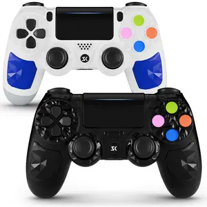 2 Pack Wireless Game Controller for PS4/PC/Android/iOS, With Double Vibration, Six Axis Gyro, Touch Pad, Speaker, PS4 accessories