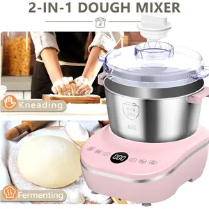 Electric Dough Mixer with Ferment Function, 5.2QT Large Capacity 304 Stainless Steel Kitchen Stand Mixer for Pizza, Bread, Toast -  Fryers on