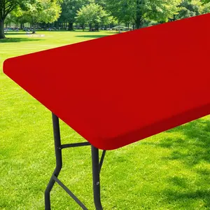 Rectangular Half-Size Tablecloth, Polyester Stretch Fit Washable, Ideal for Indoor Outdoor Garden Picnic Camping Party Birthday Banquet Restaurant