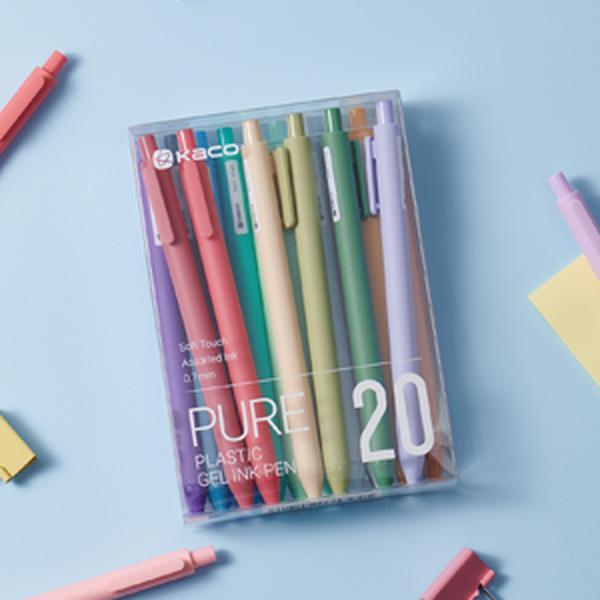 Kaco PURE Gel Pens Set 20 Pieces - Vibrant Assorted Colors Ink, 0.7 mm ...