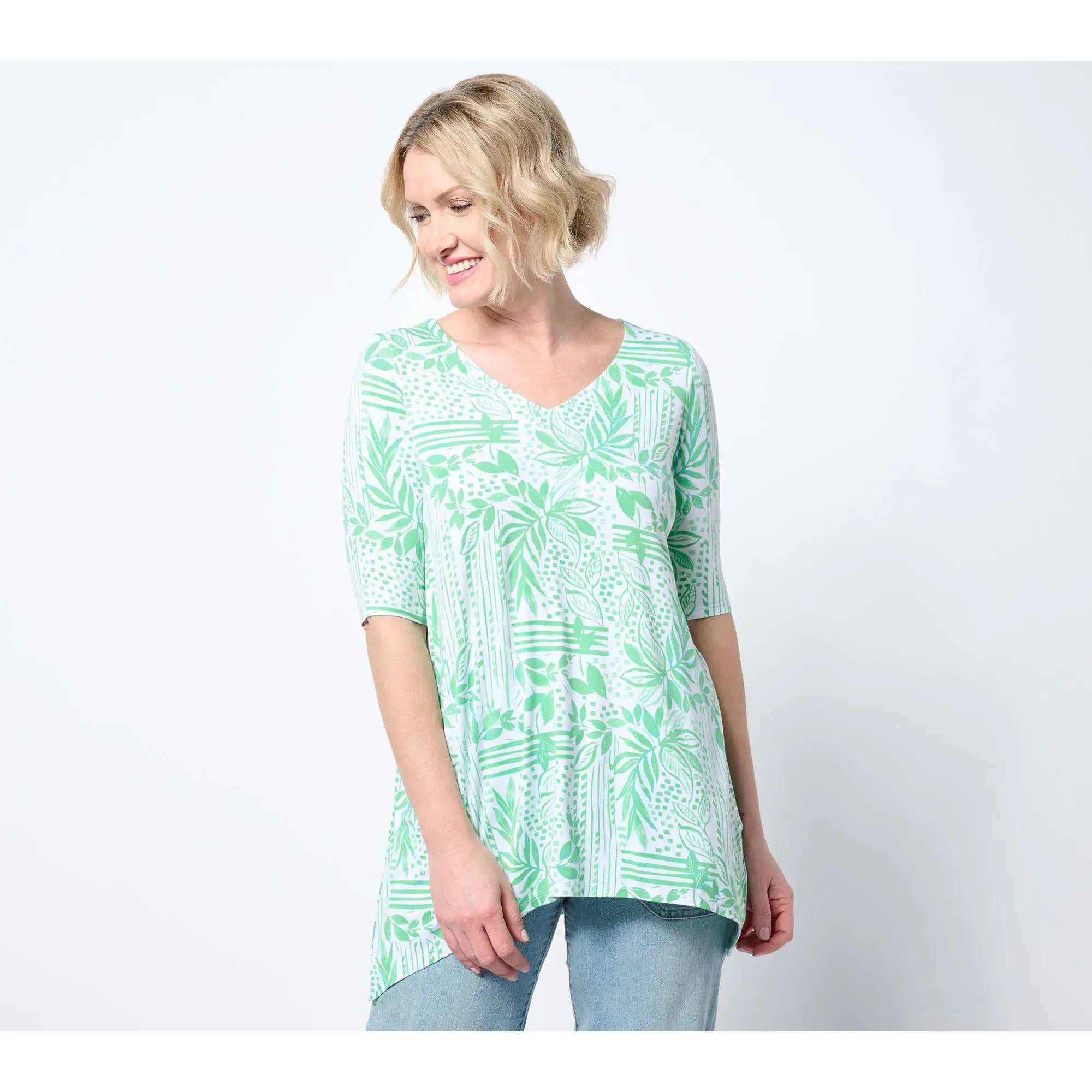 Belle by Kim Gravel Rayon Spandex Paradise Elbow Sleeve Tunic