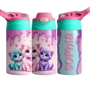 Personalized Kitty Cat Stainless Steel Water Bottle with Adorable Design and Customizable Name  Portable Drinkware