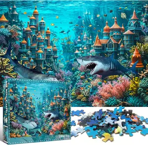 HUADADA-1000 Piece Puzzle for Adults, Sea King Castle Jigsaw Puzzle, Impossible Puzzles Game, Interlock Perfectly No Dust, Home Decoration Puzzle, Gift for Friends Parents Kids Couples
