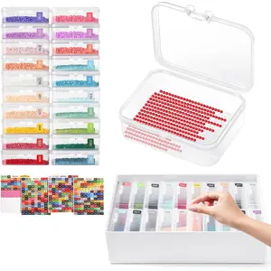 20pcs Diamond Art Storage Containers Trays with Lids, 2-in-1 Beads, Gems & Drills Storage and Line-Up Accessories for Diamond Painting