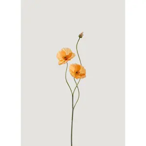 Artificial Poppy Flowers in Coral Orange - 29"