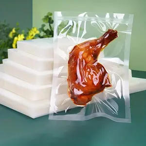 100pcs Glossy Transparent Vacuum Food Bags, Plastic Airtight Fresh-keeping Packaging Bags, Suction Bags, Deli Compression Bags Household, Commercial Plastic Bags, Suitable For Fruits, Cakes, Meat, Cereals, Seafood, Sauces, Kinds, Wide Range