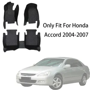 Full Set Nappa PU Leather Car Floor Mat For Honda Accord 7 2004-2007 Front And Rear Cushion Slip-Resistant Wear-Resistant Auto Interior Accessories Car Mats