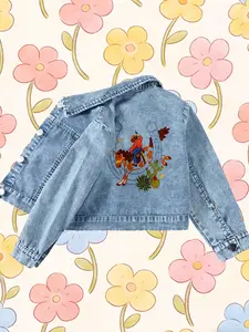 Jeans Pattern Printed Outerwear Jackets, Loose Fit Design, All-Season Comfort, Casual Streetwear Style, Perfect for Daily, Shopping, Outdoor Leisure