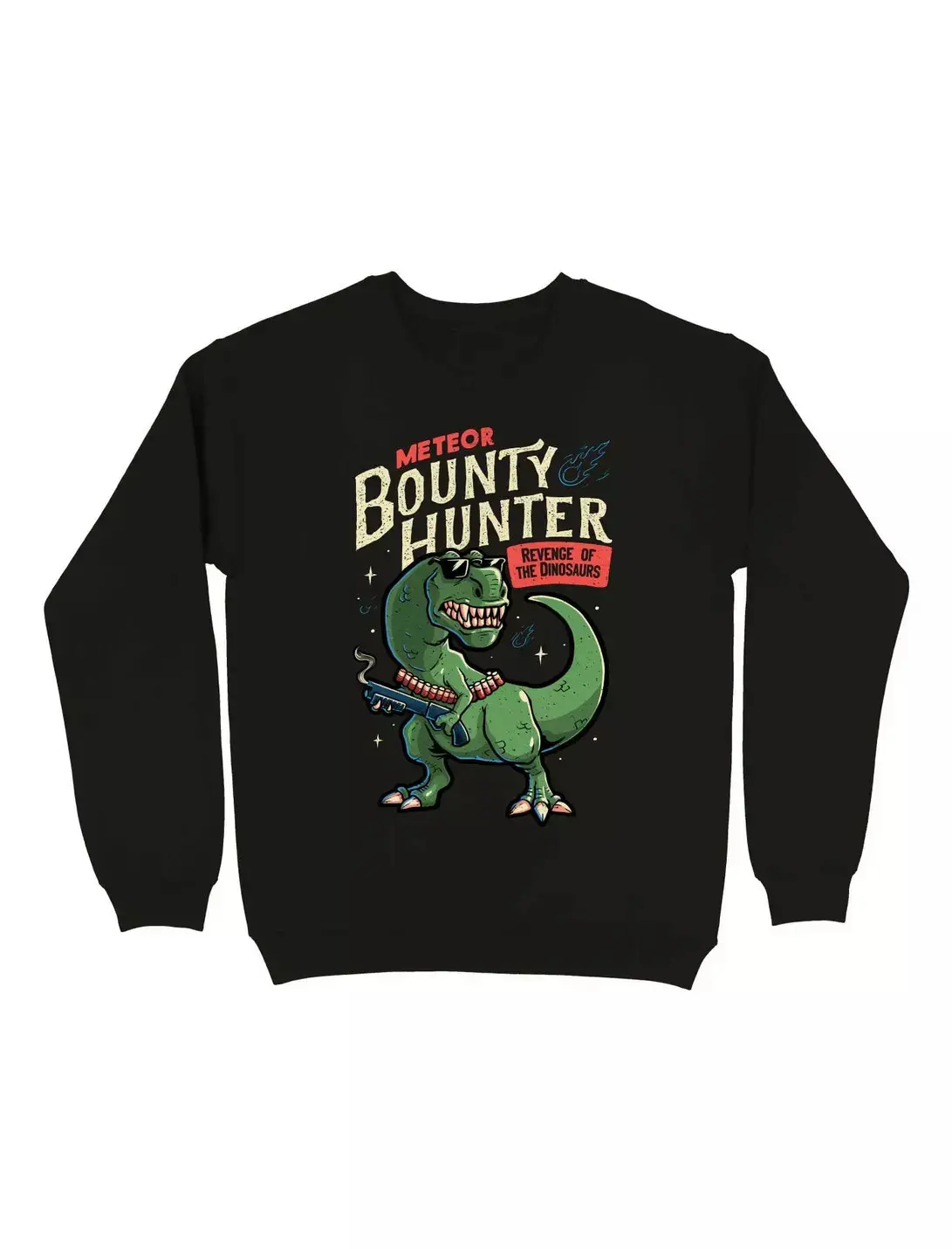 Meteor Bounty Hunter T-Rex Dinosaur Sweatshirt, Dinosaur Meteor Sweater