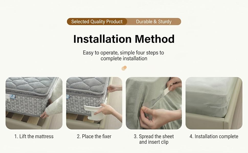 4-Point Bed Sheet Holder with Non-Slip, Stable Design - Hidden Snap Clips for Secure Bedding, Easy Installation, Durable Polypropylene (PP) Material, Available in White & Gray, Bed Sheet Holder, Smooth End, Robust Build