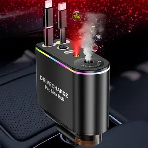 66W SuperFast Car Charger & Air Freshener Combo | Dual Retractable Type-C Cables | Universal Fit for iPhone & Android