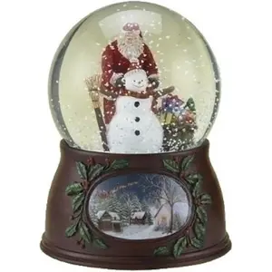Christmas Musical Revolving Santa Claus and Snowman Snow Globe Glitterdome Plays "Have Yourself A Merry Little Christmas",Multicolored,5 inch