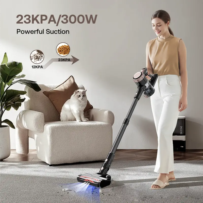 Homeika Cordless Vacuum Cleaner-H318, 300W 23KPa Lightweight Stick Vacuum with 48mins Runtime Battery, 3 Suction, LED Display, Powerful Vacuum Cleaner with Sofa Brush for Hard Floor/Carpet/Pet Hair/Car 1