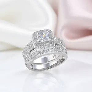 2.26 Ct Princess Cut Diamond Option Engagement Ring Bridal Set