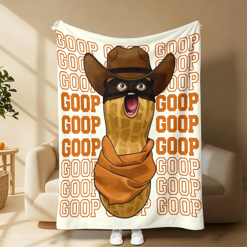 Goop Goop Cowboy Peanut Viral Meme Print Flannel Blanket Cooling Blanket Homegoods Soft Cozy For Bedroom Living Room Sofa For Meme Fans Western Lovers Perfect Gift Suitable for giving as gifts to friends, parents and children