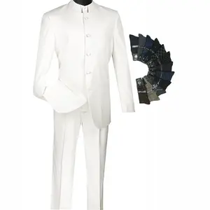 Sharp Regular-Fit Banded-Collar Nehru Church Suit White