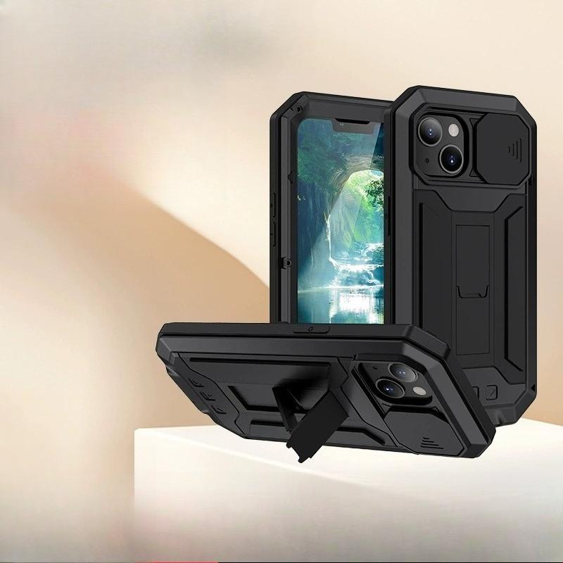 Compatible with iPhone 17 Pro Max/ 16/15/14/13 shockproof metal invisible stand phone case-hn227-3