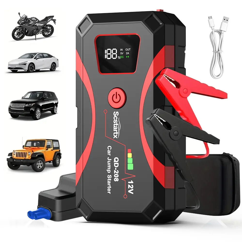 【DealsForYouDays】500A Peak Portable Car Jump - 3-in-1 Emergency Tool Fast Charging Power Bank,LED Emergency Light for Roadside Use (6.0 Gas/3.0L Diesel)