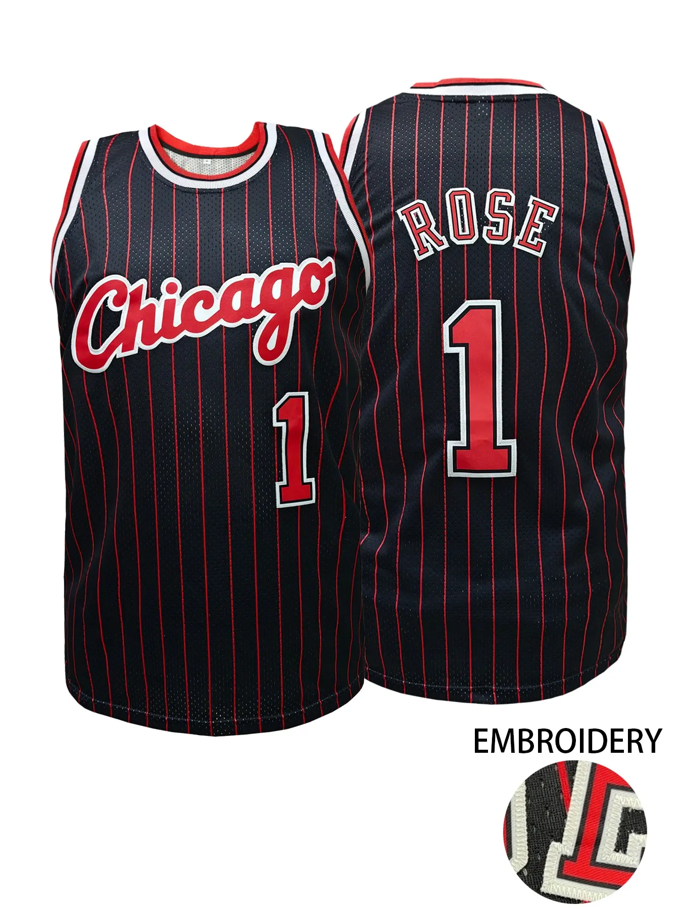 Men's Basketball Vest, No.1 Embroidered Basketball Jersey, Red Black Striped Vest, Crew Neck Breathable Sports Tank Top, Loose Fit Casual Sleeveless Shirt, Throwback Jersey, Breathable Athletic Top, Embroidery Sportswear, Sports Clothing