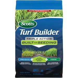 Scotts Turf Builder Triple Action Built For Seeding - Weed Preventer and Fertilizer for New Lawns, 1,000 sq. ft., 4.3 lbs.