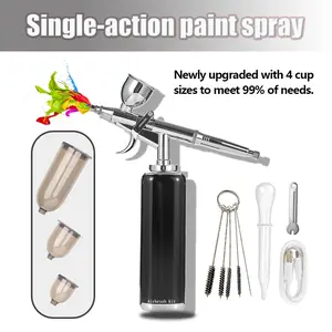 Mini All-in-One Airbrush Kit Compact & Portable for Barbers with 4 Cup Sizes Upgrade Professional Performance