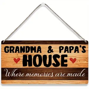 Rustic Wooden Grandparents' Welcome Sign, Heartfelt Keepsake Home Decoration Plaque, Rectangle Farmhouse Wall/Yd Art, Perfect Gift for Grandma & Papa for Birthdays & Holidays, Rectangle Design Yard Sign