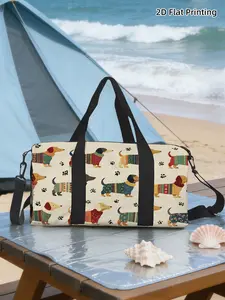 （2D Flat Printing）1pc Dachshunds in Cozy Sweaters Travel bag Durable Fitness Yoga Travel Bag, Large Capacity for Weekend Short Trips, Suitable for Daily Use, Trendy Outdoor Bag