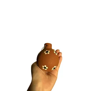 Handmade Mexican Ornaments Hand Painted Christmas Barro Clay Ornament with Floral Designs 3x3x3 Inches for Tree Wreath or Gift