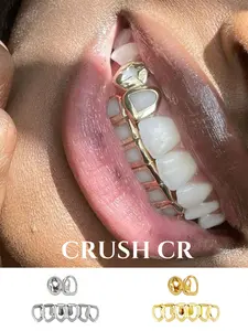 CRUSH CR 18K Gold Plated Open Face Star Grillz for Women Men Content Creators, Ideal for Music Festivals, Themed Parties, Night Outings TikTok Photoshoots, Hypoallergenic Design Ensures Comfort for All-Day Wear