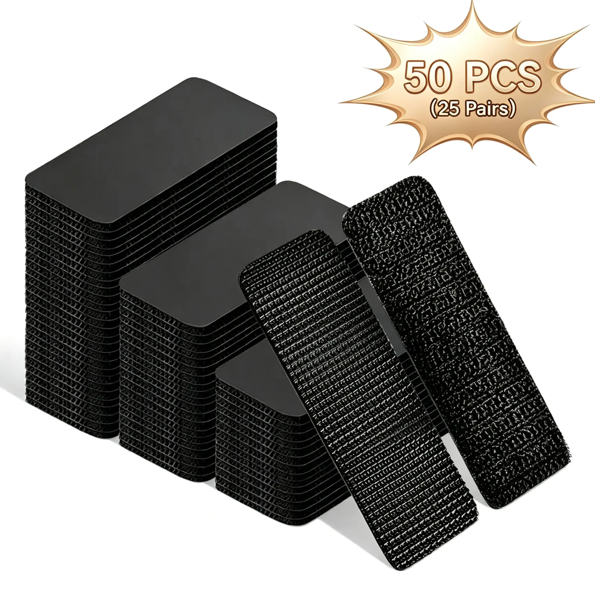 50 PCS Industrial Strength Hook and Loop Strips with Adhesive, Heavy Duty Double Sided Tape for Wall Mounting, Extra Strong Reusable Mounting Strips for Picture Frames, Tools & DIY Projects