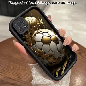 TPU Phone Case suitable for Samsung Galaxy A22 A22 A22S A21S A20 A20S A16 A15 A14 A13 A13 5G Golden Soccer Splash  2D Pattern Anti-Scratch Shockproof Soft Protective Cover Smartphone Casing