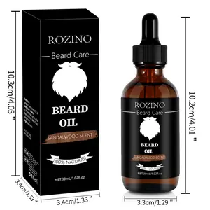 ROZINO Beard Essential Oil 30ml Sandalwood Scented Beard Care for Men 100% Natural Formula Softening & Conditioning