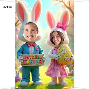 Easter Decoration Banner, Colorful Photo Prop with Bunny and Egg Pattern, Durable Indoor Outdoor Use, Perfect for Garden Parties