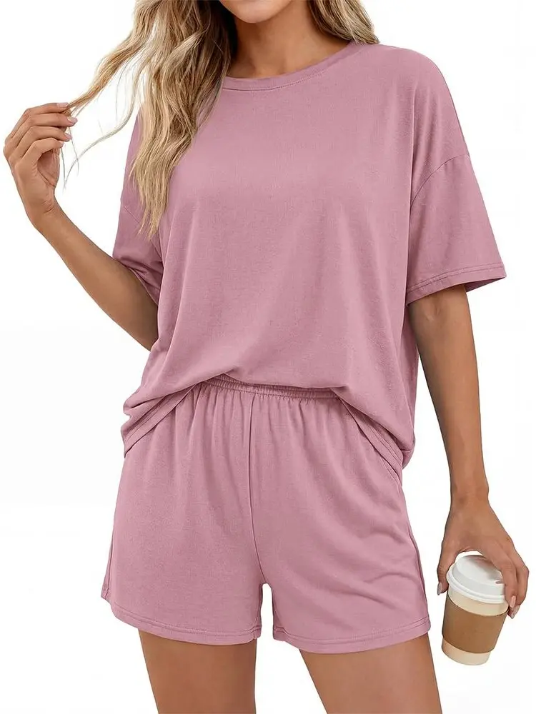BTFBM Two-Piece Sets For Women Summer Outfits Short Sleeve Tops Lounge Shorts Sets Oversized Matching Sets Pockets 2026 #Clearance