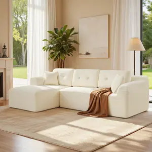 SONGMICS 108.3" Modular Sectional Sofa-in-a-Box, Left-Facing Oversized Chaise, No Assembly Required, Compressed Sofa, Gray