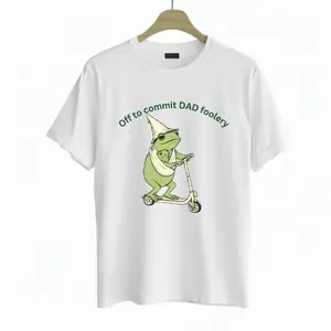 New Dad Frog T-Shirt, Off to Commit Dad Foolery TShirt, Funny Frog Scooter Gift For First Time Dad, Dada Pregnancy Reveal Tee - Unisex Graphic Tee - Menswear & Womenswear Tops - Casual Cotton Crewneck Short Sleeve Fitted Printed Streetwear Tshirt