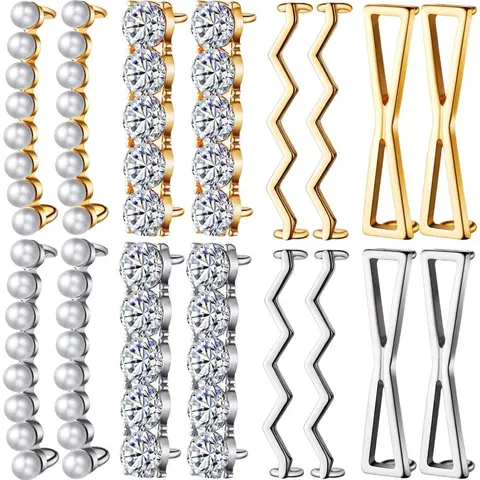16 Pieces Shoelace Charms for Sneakers Include 4 Pairs Gold and 4 Pairs Silver DIY Decorative Shoelace Charms Faux Pearl Rhinestones Shoes Accessory for Sneakers Casual Shoes Women Footwear Comfort jewelry