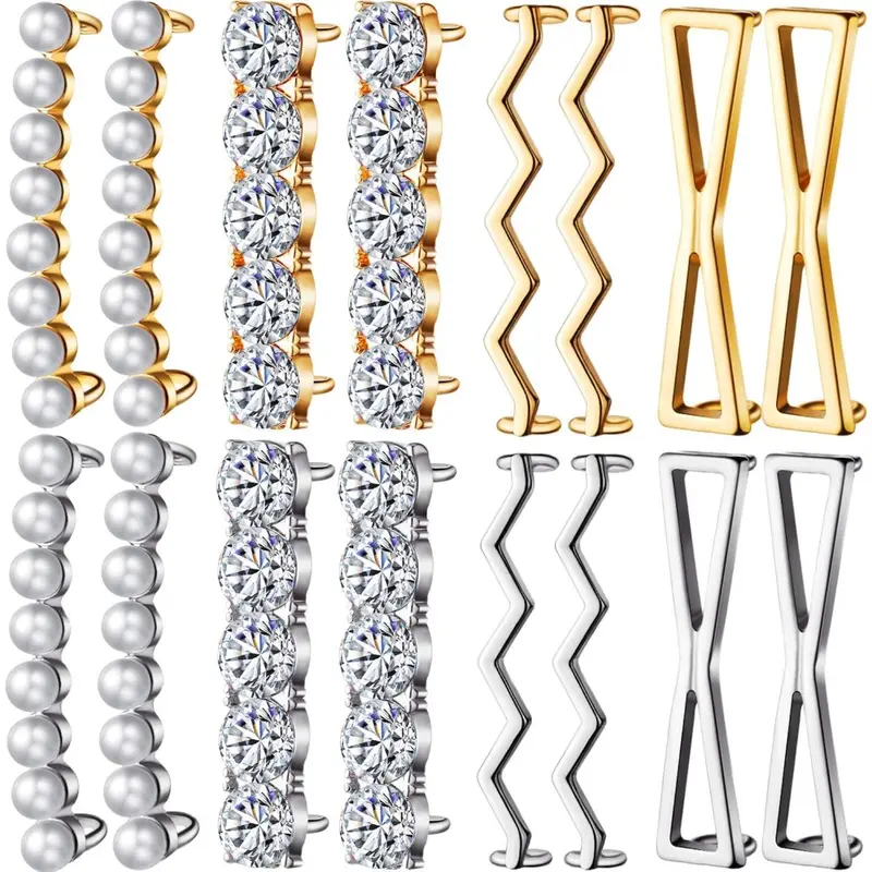 16 Pieces Shoelace Charms for Sneakers Include 4 Pairs Gold and 4 Pairs Silver DIY Decorative Shoelace Charms Faux Pearl Rhinestones Shoes Accessory for Sneakers Casual Shoes Women Footwear Comfort jewelry