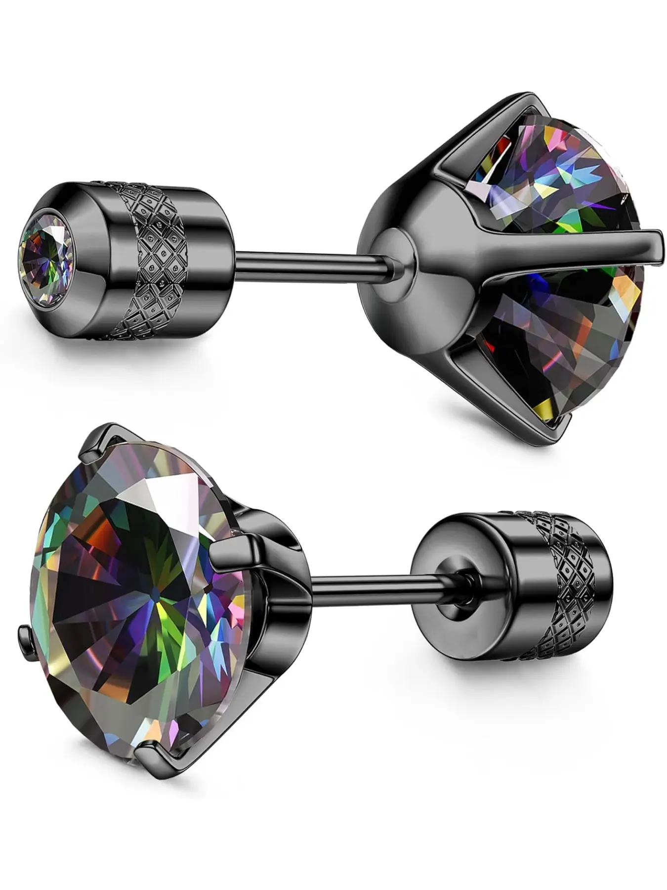Hypoallergenic G23 Implant Grade Titanium Stud Earrings, 20G Screw-Back 5A CZ Earring Studs for Sensitive Ears, Double-Sided Sleeper Piercing Jewelry for Women & Men